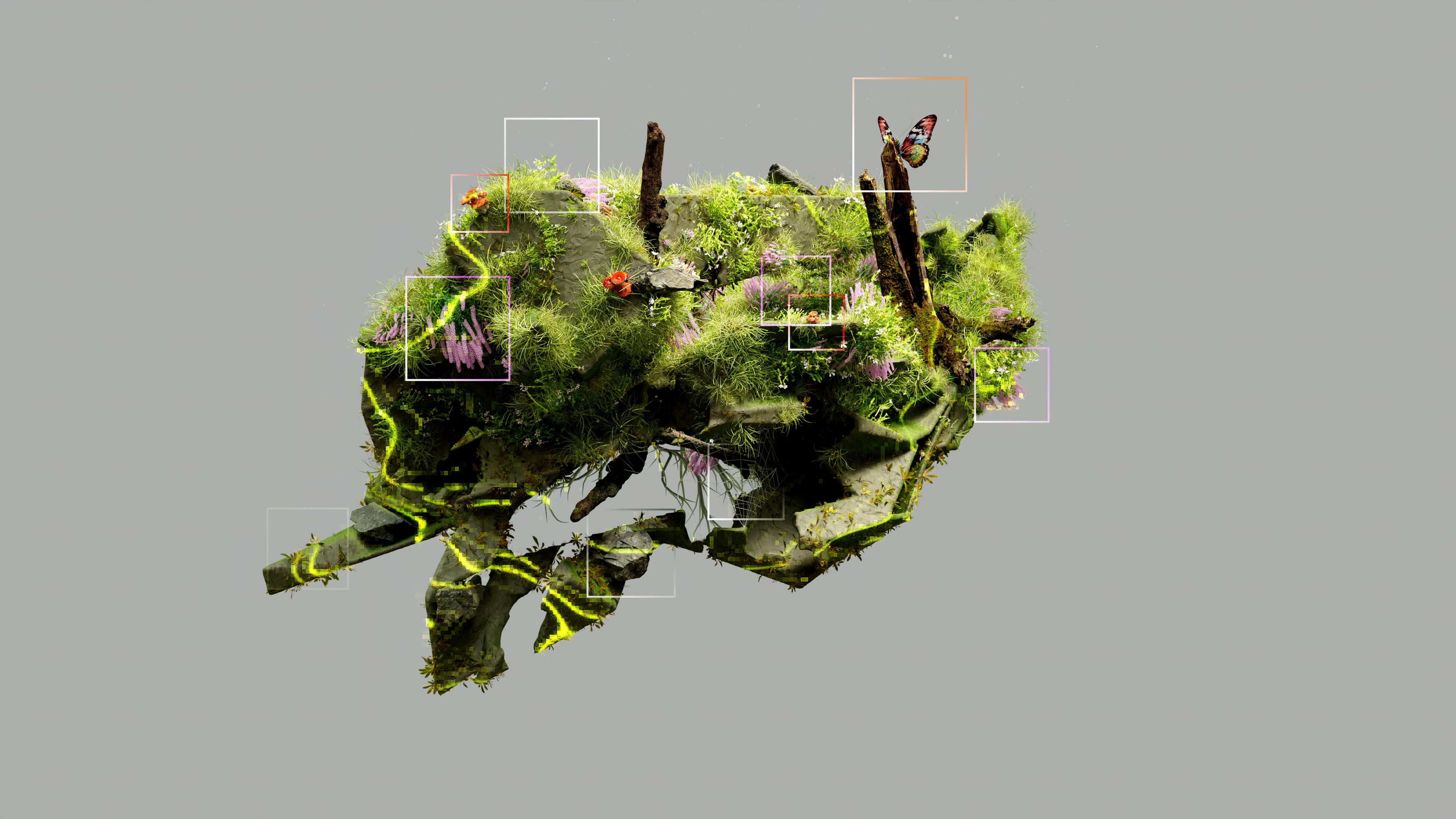 Konzeptuelle Darstellung nachhaltiger Technologie in der Natur