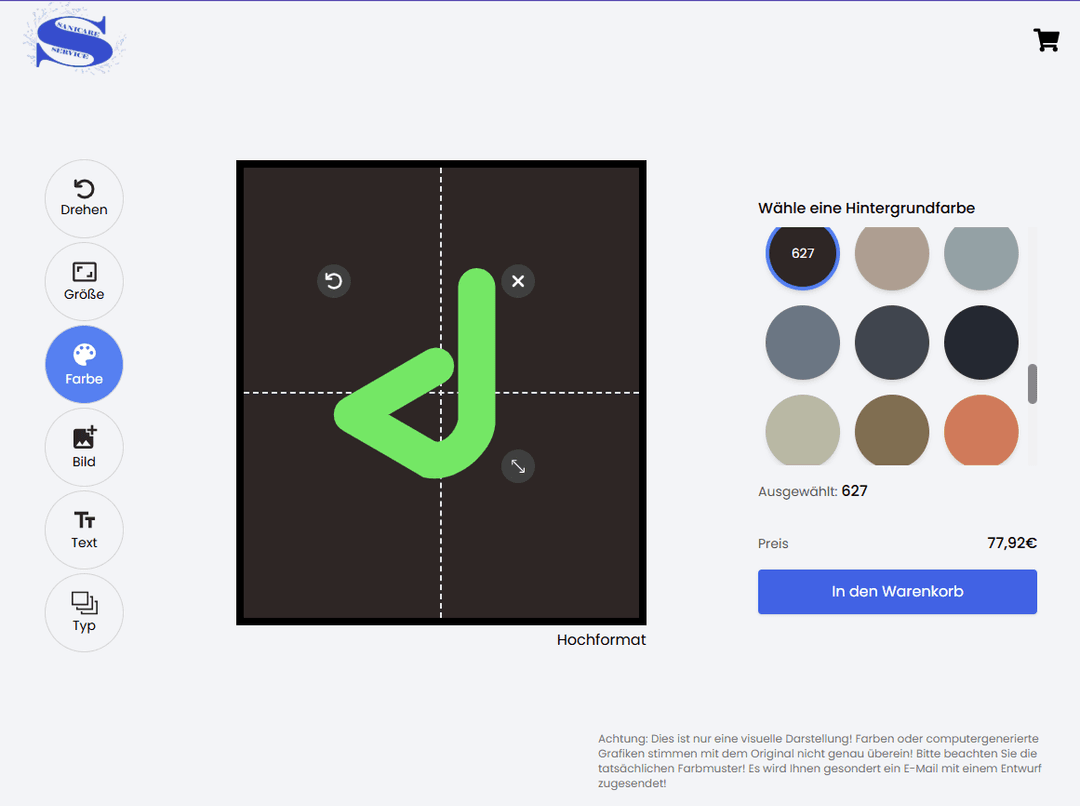 Sanicare Logomatten-Konfigurator