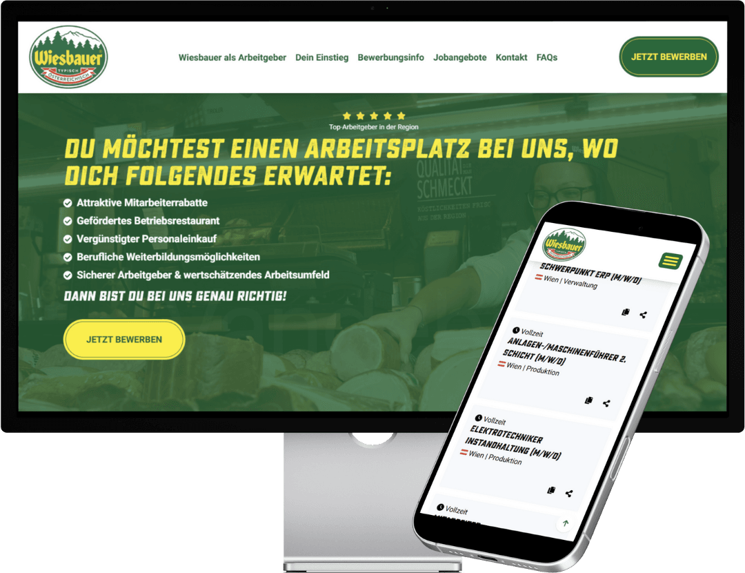Screenshot der Wiesbauer Website
