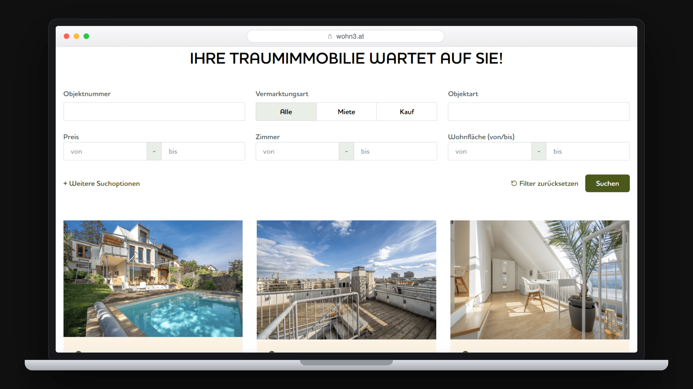 Case Study Wohn3: eine performante Immobilienplattform, die Objekte verkauft